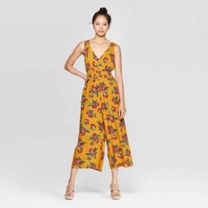 Floral Sleeveless V-Neck Smocked Waist Jumpsuit
